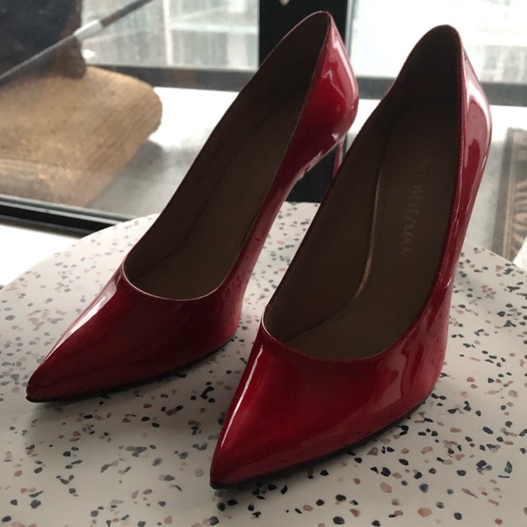 STUART WEITZMAN red patent pumps, SZ 7.5 - Picture 6 of 9